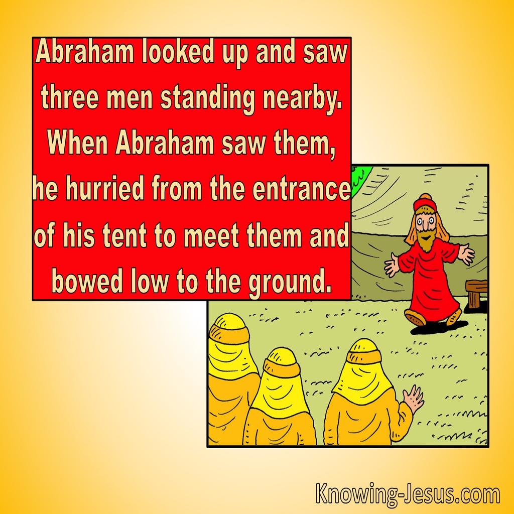 Genesis 18:2 Abraham Looked Up And Saw Three Men (red)